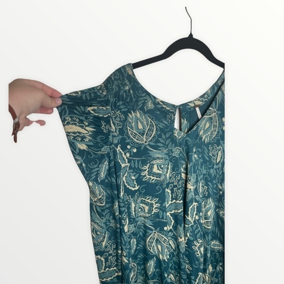 FREE PEOPLE Blue Floral Ruched Long Sleeve Mini Tunic Dress XS - Picture 10 of 14